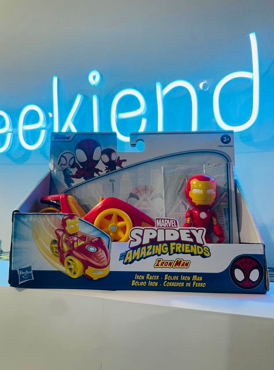 Geekienda -minifigura iron man spidey and friends con vehículo hasbro - Marvel programas infantiles